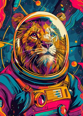 Lion Astronaut Space