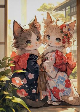 Japanese Cat Kimono