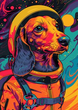 Astronaut Dachshund Space