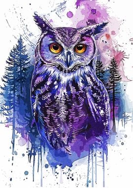 Owl Paint Splatter