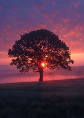 Sunrise Tree Silhouette