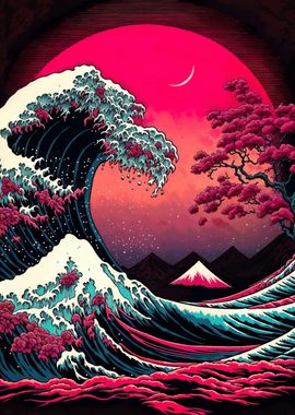 Cyberpunk Great Wave Japan