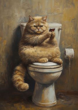 Funny Fat Cat Toilet Phone