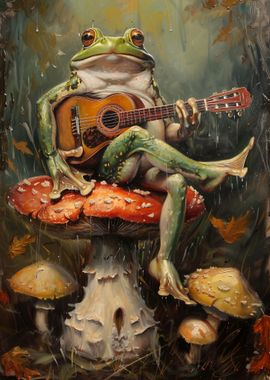 Frog Guitar Music Mushroom