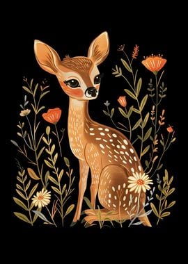 Cottagecore Floral Deer