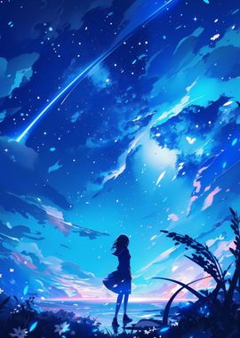 Anime Girl Night Sky Stars