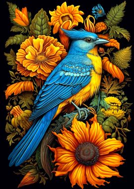 Blue Jay x Flowers