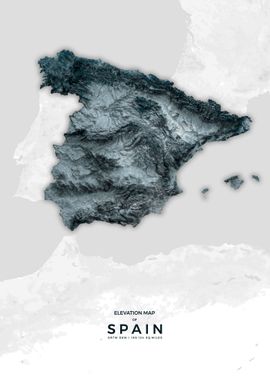 Spain Elevation Relief Map