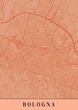 Bologna Orange Vintage Map