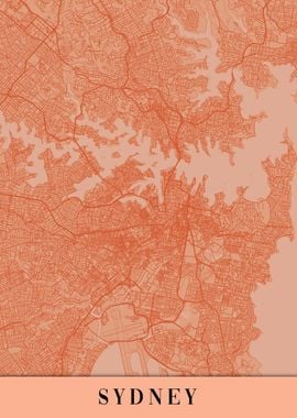 Sydney Orange Vintage Map