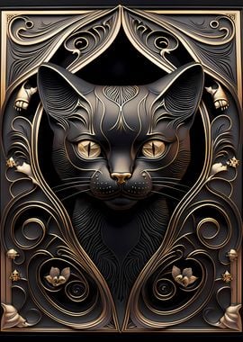 Cute Cat Art Deco