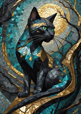 Abstract Cat Kintsugi  