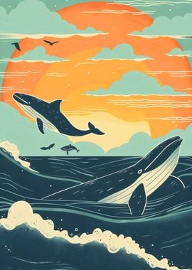 Whales at Sunset