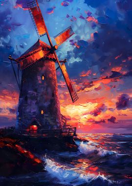 Sunset Windmill