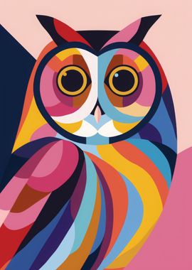 Cute Owl Abstract Flat