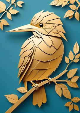 Paper Gold Kingfisher