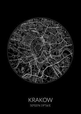 Krakow Black Circle Map