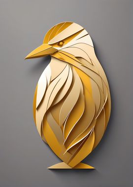 Paper Gold Penguin