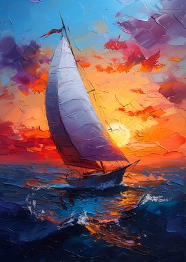 Sailboat Sunset Painting