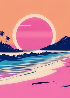 Vaporwave Pink Sunset