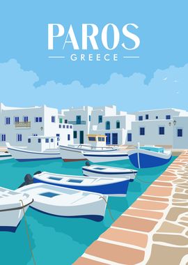 Paros greece and boat