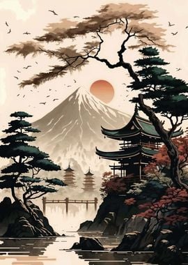 Japan Landscape Watercolor