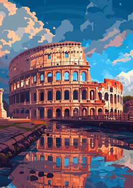 Rome Colosseum Pixel Art