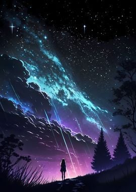 Anime Comet Rain Night