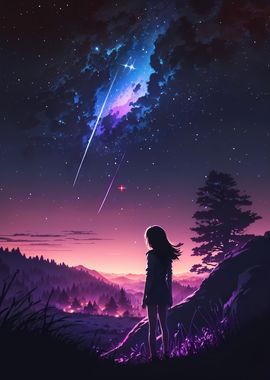 Anime Shooting Stars Sky