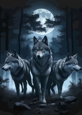 three wolves