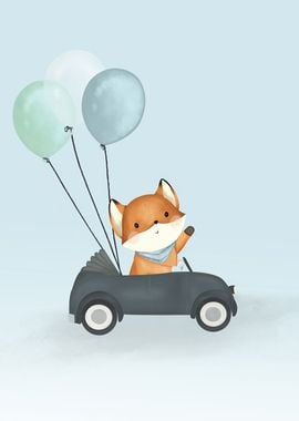 Fox Riding a Car Nursery