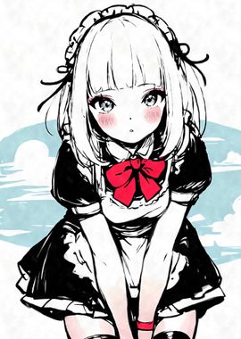 Kawaii Anime Girl Maid Ink