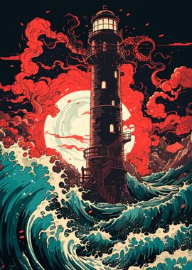 Lighthouse With Loud Waves