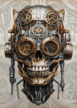 Steampunk Cogs Skull Gear