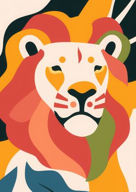 Lion Abstract Flat