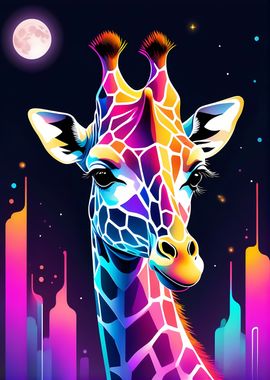 Giraffe Neon Colorful