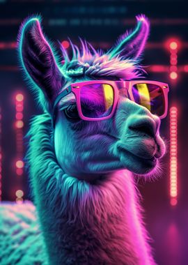 Funny Retro Party Llama