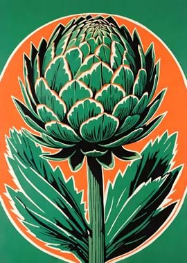 Artichoke Retro Art Print