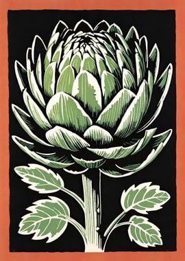 Linocut Artichoke