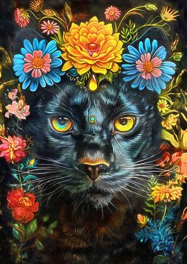 Panther with flowers