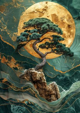 Golden Bonsai Tree Art