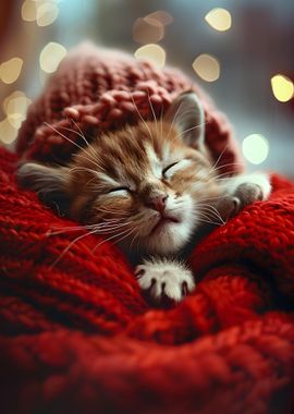 Sleeping Kitten in Winter