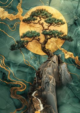 Golden Bonsai Tree Art