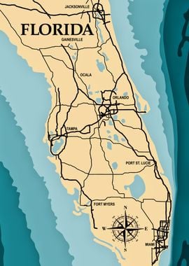 Stylized map of Florida