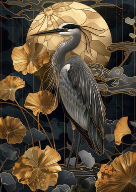 Heron Kintsugi Art