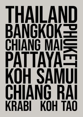 Thailand Cities Travel Art