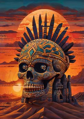 Tribal Sunset Skull