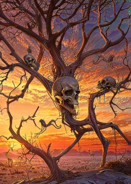 Tree Branch Skull Animals