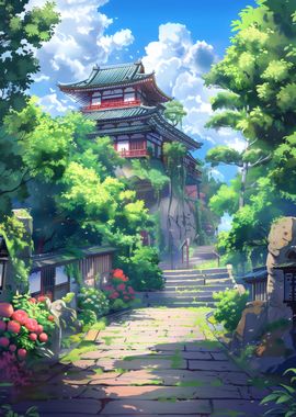 Anime Temple Pathway