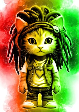 Cute cat with dreadlocks